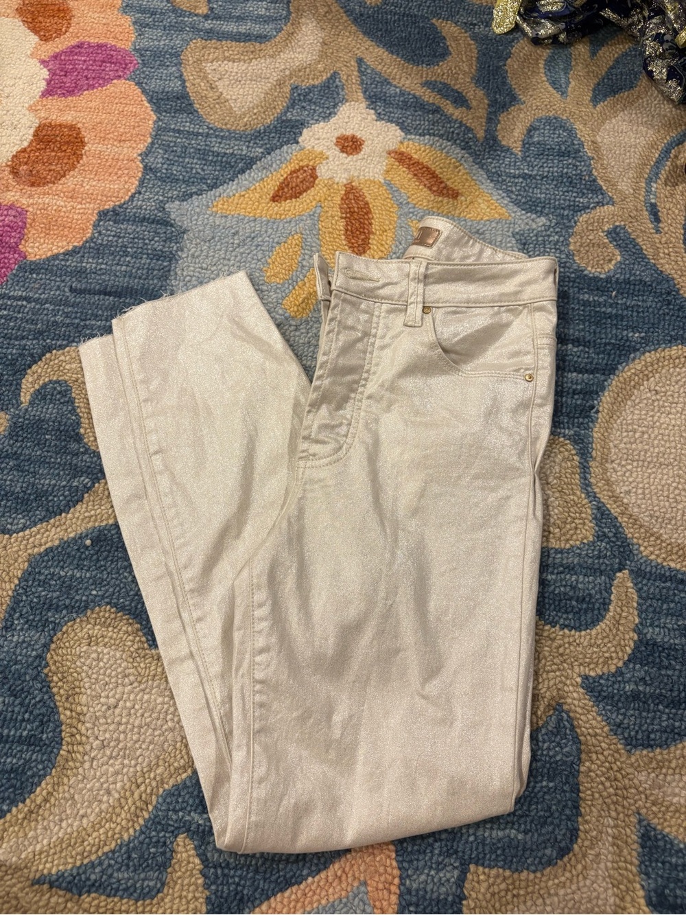 KUT sparkle Cream colored high-waisted